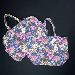 NWT  Vera Bradley Grand Tote & Weekender Bag Coffee Garden Travel CarryOn Floral